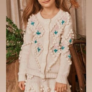 Nellystella Natasha wool & mohair 3D floral cardigan sweater and skirt set. 🤍